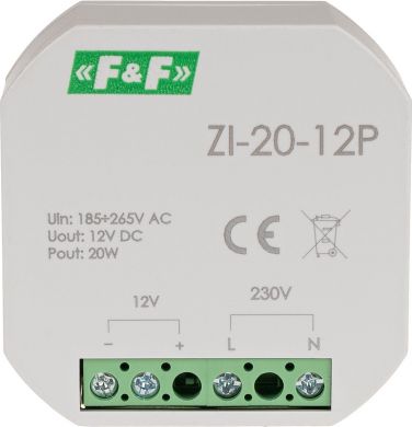 F&F Impulsa barošanas bloks ZI-20-12P 20W z/a ZI-20-12P | Elektrika.lv