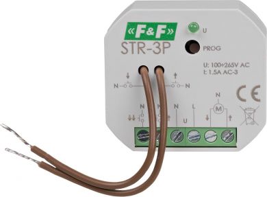 F&F Blinds controller, mechanism, 100÷265 VAC, 2 buttons, 1s÷15 min, 8A/320W, IP20, STR-3P STR-3P | Elektrika.lv