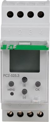 F&F Astronomical control timer with programmable night break, 1-channel, 24VAC/DC, 16A, 1xNO/NC, DIN PCZ-525.2 | Elektrika.lv