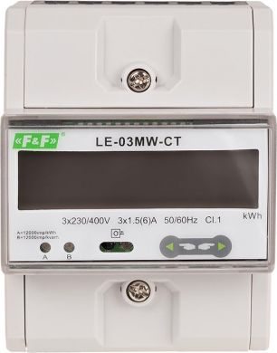 F&F Счетчик электроэнергии, двухходовой, 3 фазы, 3x230/400V+N, 1,5A LE-03MW-CT | Elektrika.lv