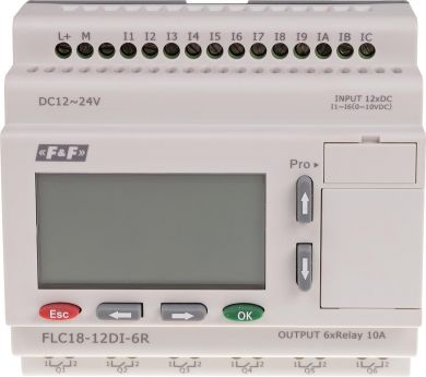 F&F Sterownik swobodnie programowalny 12 wejść cyfrowy ch; FLC18-12DI-8R FLC18-12DI-6R | Elektrika.lv