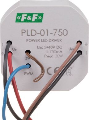 F&F LED draiveris, Ø55 mm, h:13 mm, 750 mA, 9÷40 V DC, 30W, IP20, PLD-01-750 PLD-01-750 | Elektrika.lv