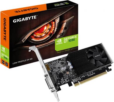 Gigabyte Видеокарта NVIDIA GeForce GT 1030, 2 GB, 64 bit, PCIE 3.0 16x, GDDR4, 2100 MHz, GPU 1177 MHz, 1xDVI, 1xHDMI GV-N1030D4-2GL | Elektrika.lv