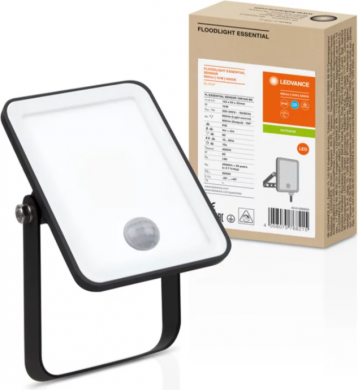 LEDVANCE LED Floodlight Essential Sensor 900lm 4000K 10W IP65 300mm cable CE 4058075768215 | Elektrika.lv