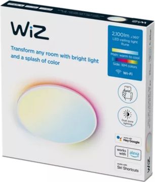 WiZ Griestu gaismeklis Rune WiZ Ceiling, 21W, 2700-6500K (RGB), 2100Lm, IP20, balts 929003209101 | Elektrika.lv