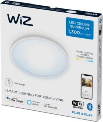 WiZ Ceiling luminaire SuperSlim WiZ, 14W, RD 27-65K TW, 2700-6500K, 1300Lm, IP20, white 929002684901 | Elektrika.lv
