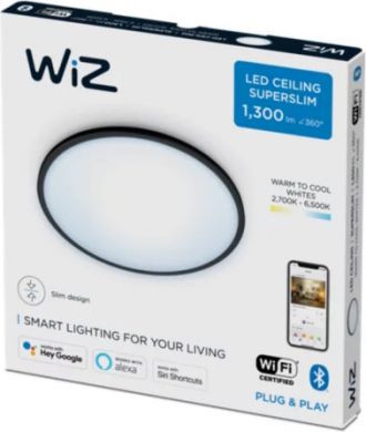 WiZ Ceiling luminaire SuperSlim WiZ, 14W, RD 27-65K TW, 2700-6500K, 1300Lm, IP20, black 929002685001 | Elektrika.lv