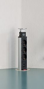 Brennenstuhl Mounting extension socket Tower Power 3 sockets + 2xUSB 2m H05VV-F black/silver 1396200013 | Elektrika.lv