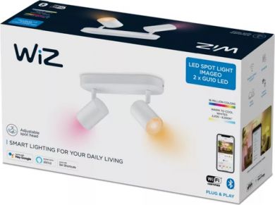 WiZ Griestu gaismeklis IMAGEO WiZ Spots 2x5W, 2200-6500K (RGB), 690Lm, IP20, balts 929002658801 | Elektrika.lv