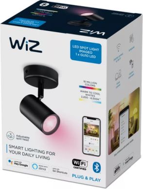 WiZ Griestu gaismeklis IMAGEO WiZ Spots 1x5W, 2200-6500K (RGB), 345Lm, IP20, melns 929002659001 | Elektrika.lv