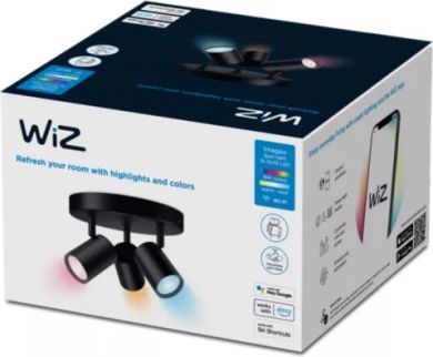 WiZ Потолочый светильник IMAGEO WiZ Spots 3x5W, 2200-6500K (RGB), 1035Lm, IP20, RD, черный 929003211001 | Elektrika.lv