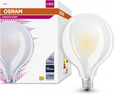 LEDVANCE LED Spuldze P GLOBE 60 6.5W E27 2700K 806lm ND 4058075591417 | Elektrika.lv