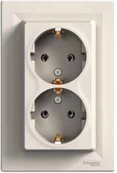 Schneider Electric 2 set socket outlet with frame cream Asfora EPH9900123 | Elektrika.lv