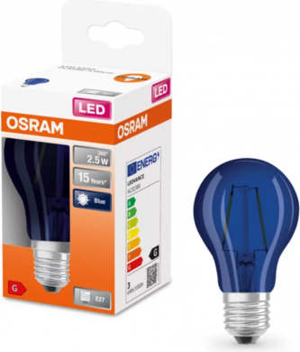 LEDVANCE LED Bulb ST CLAS A4 2.5W E27 9000K BLUE 10lm ND 4058075434004 | Elektrika.lv