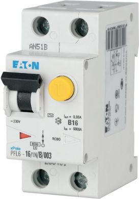 EATON 20A 1P+N 30mA AC type Noplūdes strāvas slēdzis ar pārslodzes aizsardzību PFL6-20/1N/C/003 286468 | Elektrika.lv