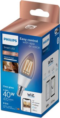 WiZ WiZ Smart LED bulb 4.9W(40W), C37, E14, 2700-6500K, 927-965, 470Lm, 1PF/6, transparent 929003017621 | Elektrika.lv