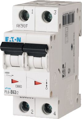 EATON PL6-B63/2 automātslēdzis 63A B 2P 6kA 286561 | Elektrika.lv