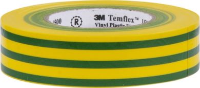 3M Temflex 165 insulating tape, yellow-green, 0.15mm x 19mm x 20m 165YG5E | Elektrika.lv