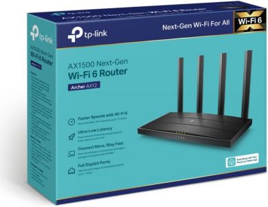 Tp-Link Wi-Fi 6 Router | Archer AX12 | 802.11ax | 300+1201 Mbit/s | 10/100/1000 Mbit/s | Ethernet LAN (RJ-45) ports 3 | Mesh Support No | MU-MiMO No | No mobile broadband | Antenna type External ARCHER AX12