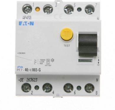 EATON 4P 40A 30mA Type AC Residual current circuit breaker (RCCB) PF7-40/4/003-G-DE 263623 | Elektrika.lv