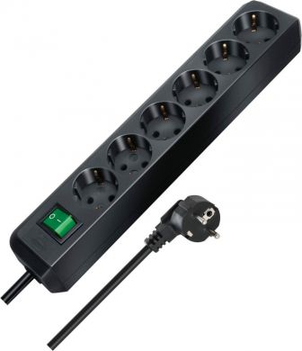 Brennenstuhl Extension cord ECO-Line 6 sockets 3m H05VV-F 3x1.5, with switch, black 1159500400 | Elektrika.lv