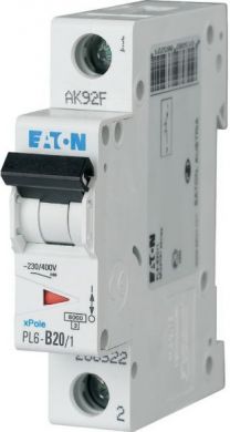 EATON PL6-C20/1 Miniature Circuit Breaker 20A 1P C 286534 | Elektrika.lv