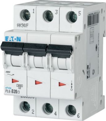 EATON PL6-C20/3 Miniature Circuit Breaker 20A 3P C 286602 | Elektrika.lv