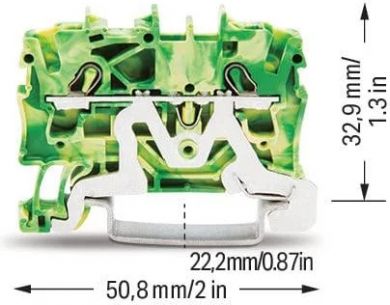 Wago Jointing DIN clamp TOPJOB S 2002-1207 0,25-4mm&sup2; yellow-green (PE) 2002-1207 | Elektrika.lv