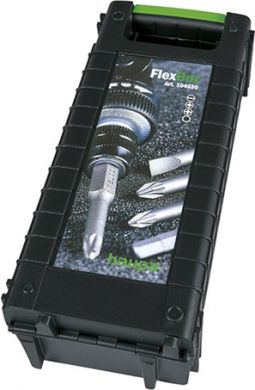 Haupa Skrūvgriežu komplekts "FlexBox" ar tarkšķa skrūvgriezi (darba leņķis - 180°) 1/4" 50mm uzgaļiem, 9 daļas 104030 | Elektrika.lv