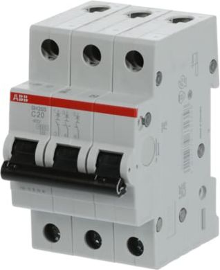 ABB SH203-C20 Miniature Circuit Breaker 6kA 20A 3P 2CDS213001R0204 | Elektrika.lv