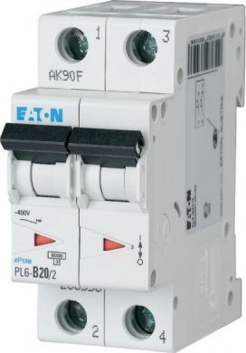 EATON PL6-B20/2 Miniature Circuit Breaker (MCB) 2P B 20A 286556 | Elektrika.lv