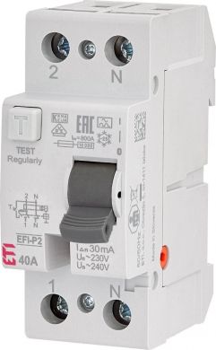 ETI EFI6-P2 AC 40/0.03 Residual current circuit breaker 2P 40A 30mA - 6kA 002061252 | Elektrika.lv