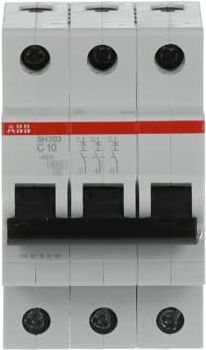 ABB SH203-C10 MiniCircuitBreaker 6kA 10A 3P 2CDS213001R0104 | Elektrika.lv