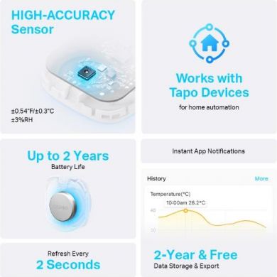 Tp-Link Smart home temperature&humidit sensor, white TAPOT310 | Elektrika.lv