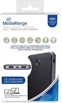 Mediarange POWER BANK USB 10000MAH/MR753 MEDIARANGE MR753 | Elektrika.lv