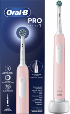 Oral-B Oral-B | Pro Series 1 Cross Action | Electric Toothbrush | Rechargeable | For adults | Pink | Number of brush heads included 1 | Number of teeth brushing modes 3 PRO1 PINK