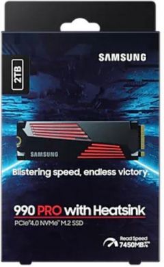 Samsung SSD SAMSUNG 990 PRO with Heatsink 2TB M.2 PCIE NVMe MLC Write speed 6900 MBytes/sec Read speed 7450 MBytes/sec 2.3mm TBW 1200 TB MTBF 1500000 hours MZ-V9P2T0CW MZ-V9P2T0CW | Elektrika.lv