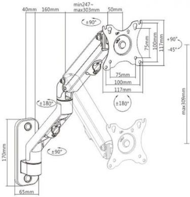 Gembird DISPLAY ACC MOUNTING ARM 27"/MA-WA1-02 GEMBIRD MA-WA1-02 | Elektrika.lv