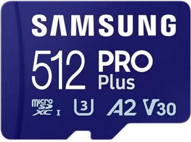 Samsung MEMORY MICRO SDXC PRO+ 512GB/W/ADAPT. MB-MD512SB/WW SAMSUNG MB-MD512SB/WW | Elektrika.lv