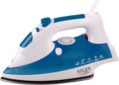 ADLER Iron Adler AD 5022 White/Blue, 2200 W, With cord, Anti-scale system, Vertical steam function AD 5022 | Elektrika.lv
