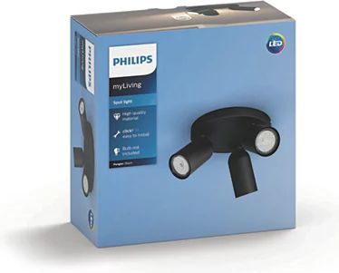 Philips Luminaire PONGEE 3xNW 230V MASSIVE GU10 5.5W IP20 50583/30/PN Black 915005531301 | Elektrika.lv