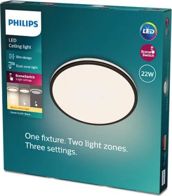 Philips Потолочный светильник LED Ozziet CL570 SS RD 22W 2700K 2300lm HV 06 Черный 929003196601 | Elektrika.lv