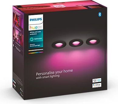 Philips Iebūvējams griestu gaismeklis Xamento Hue 3x5.7W GU10 2000-6500K melns 929003526202 | Elektrika.lv