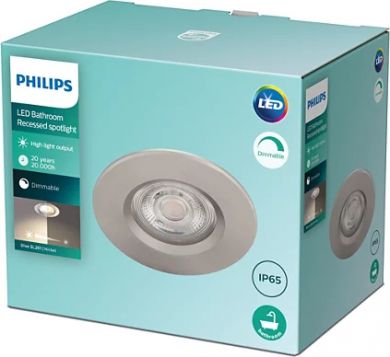 Philips Встраиваемый светильник DIVE SL261 RD 070 5W 2700K HV IP20 (IP65L) 3p Никель 929002374122 | Elektrika.lv