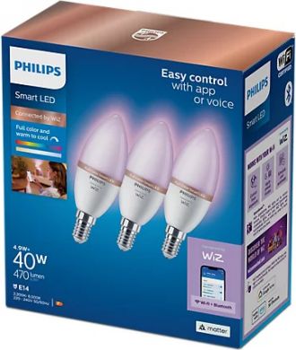 WiZ Smart LED bulb WiZ WFB 40W C37 E14 922-65 RGB 929002448836 | Elektrika.lv