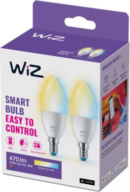 WiZ Viedā LED spuldze Wi-Fi BLE 40W C37 E14 927-65 TW 2PF/6 929002448742 | Elektrika.lv