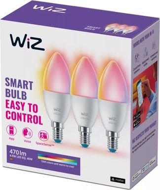 WiZ Smart LED bulb Wi-Fi BLE 40W C37 E14 922-65 RGB 3CT/6 929002448833 | Elektrika.lv