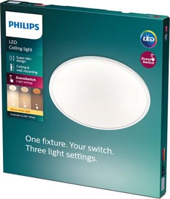 Philips Griestu gaismeklis Superslim CL550 SS RD 18W 2700K WV 06 IP20 1500lm Balts 915005776701 | Elektrika.lv