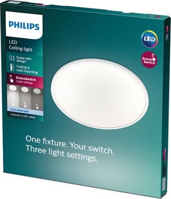 Philips Ceiling luminaire Superslim CL550 SS RD 18W 4000K WV 06 IP20 1700lm White 915005776801 | Elektrika.lv