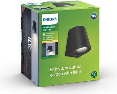 Philips Āra sienas gaismeklis Virga 1x30W 400lm IP44 SELV Melns 915004309901 | Elektrika.lv